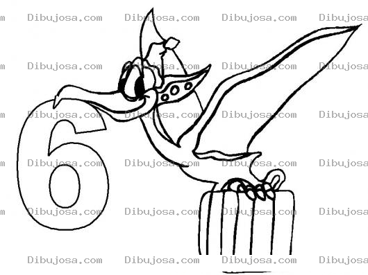 Dibujo para colorear Colorear Terodactilo Con El Numero Seis