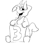 Dibujo para colorear Colorear Dinosaurio Con El Numero Tres 3