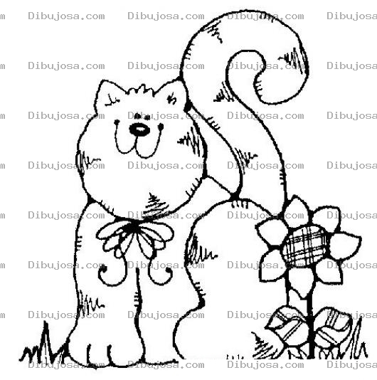 Dibujo para colorear Colorear Gato Con Flor