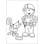 Dibujo para colorear Bob el constructor hablandole a su gato