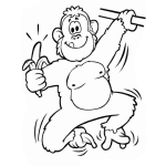 Dibujo para colorear Colorear Gorila Con Una Banana