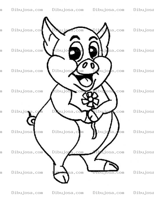 Dibujo para colorear Colorear Cerdito Enamorado