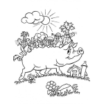 Dibujo para colorear Colorear Cerdo Con Verduritas