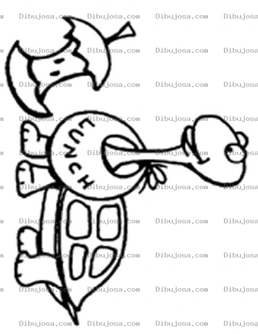 Dibujo para colorear Colorear Tortuga Comiendo Manzana