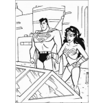 Dibujo para colorear Superman con la mujer Maravilla