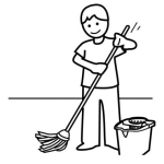 Dibujo para colorear Colorear Hombre Trapeando El Piso Con Una Mopa