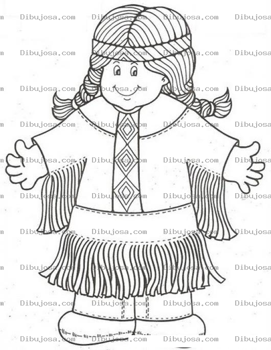 Dibujo para colorear Colorear Indito Piel Roja