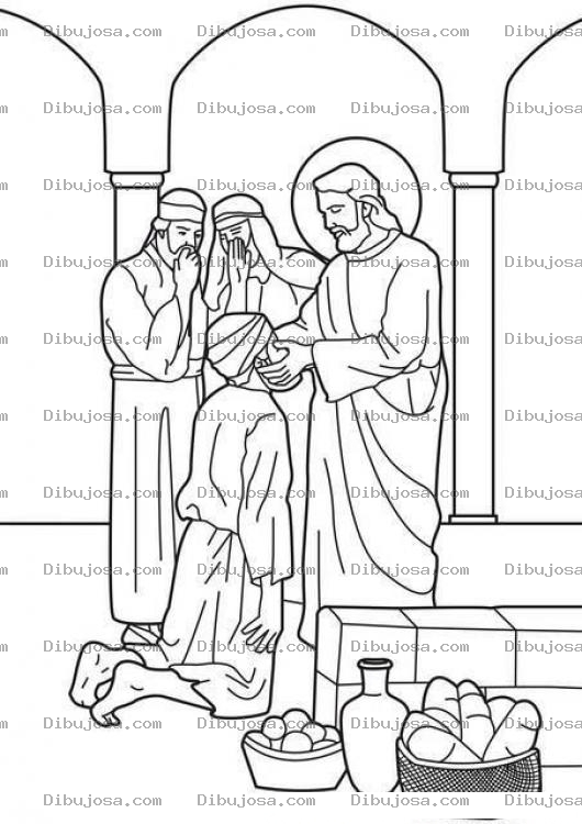 Dibujo para colorear Dibujo para colorear de Jesus sanando al Ciego