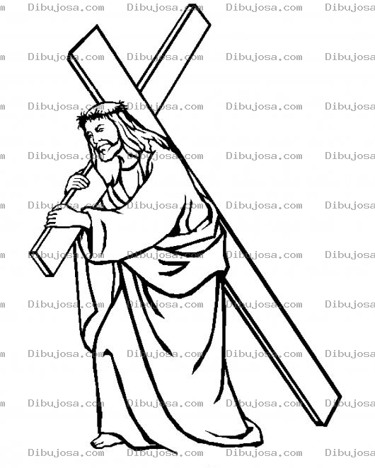 Dibujo para colorear Dibujo para pintar de Jesus cargando su cruz