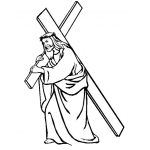 Dibujo para colorear Dibujo para pintar de Jesus cargando su cruz