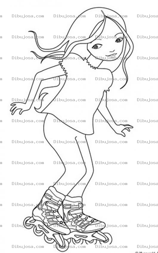Dibujo para colorear Nina Bonita Patinando Para Colorear