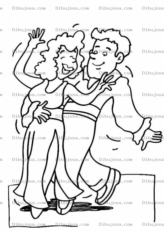 Dibujo para colorear Pareja Bailando Para Colorear