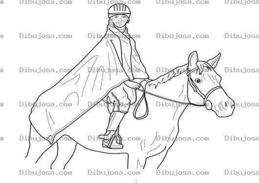 Dibujo para colorear Colorear Jinete Con Capa Sobre Un Caballo