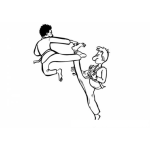 Dibujo para colorear Karatecas Peleando En Toreno De Karate Para Colorear