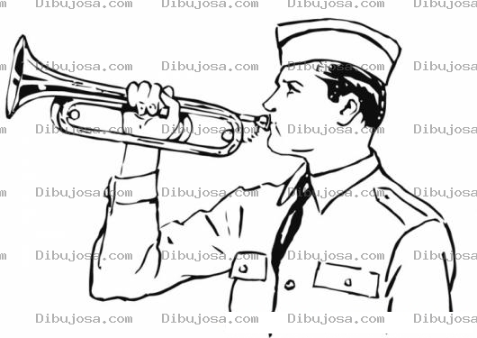 Dibujo para colorear Soldado Con Trompeta Para Colorear