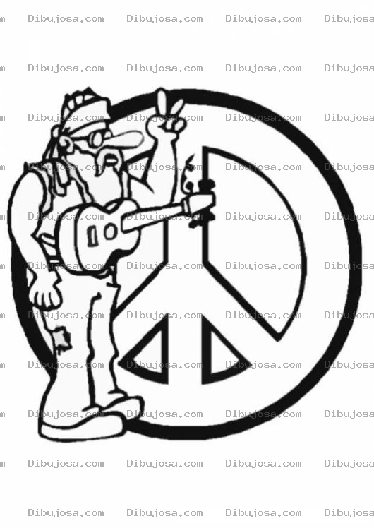 Dibujo para colorear Colorear Gringo Jipi Con Signo Hippie De Paz Y Amor