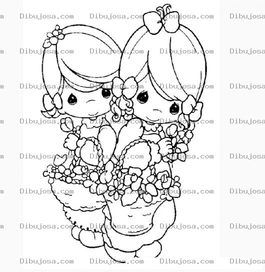 Dibujo para colorear Amigas de Precious Moments para colorear