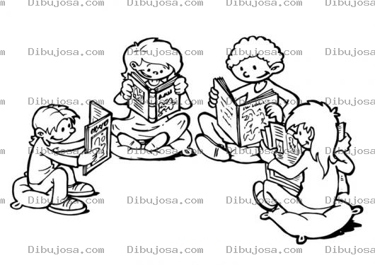 Dibujo para colorear Dibujo De Alumnos De Primaria Leyendo Para Colorear
