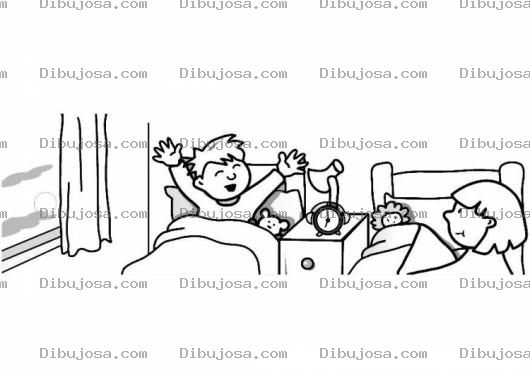 Dibujo para colorear Colorear Hermanitos Despertando En Su Habitacion