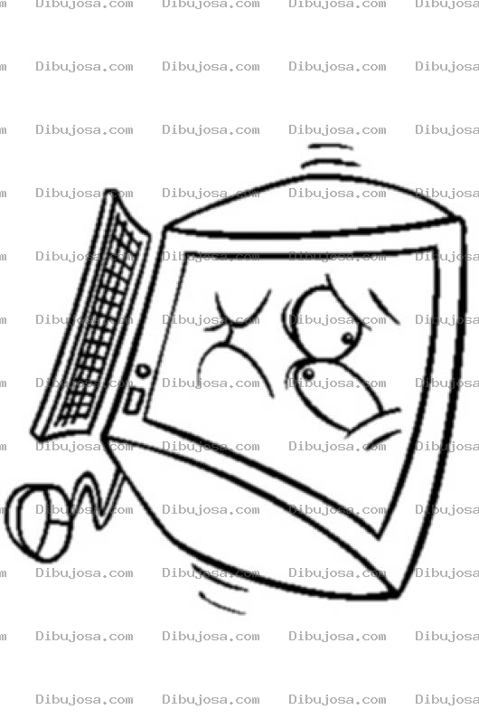 Dibujo para colorear Computadora Infectada Y Enferma Para Colorear