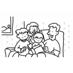 Dibujo para colorear Colorear Familia Leyendo Un Libro