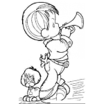 Dibujo para colorear Nino con trompeta de preciousmoments