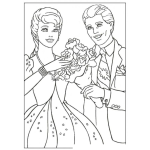 Dibujo para colorear Pintar Princesa recibiendo flores
