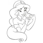 Dibujo para colorear Pintar a la Princesa Jasmin