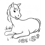 Dibujo para colorear Caballito Descansando Para Colorear
