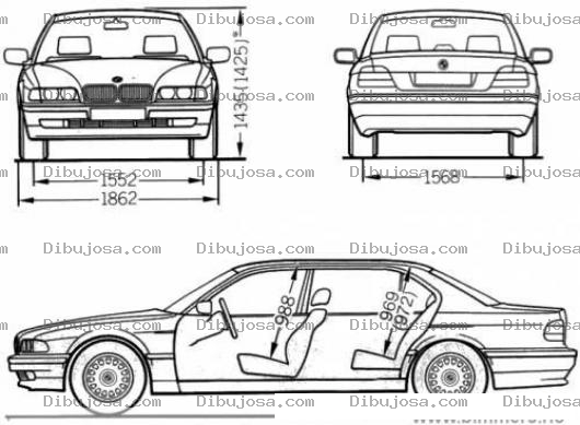 Dibujo para colorear Dibujo De Las Medidas De Un Bmw Para Colorear