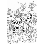 Dibujo para colorear Colorear a tiger entre las hojas