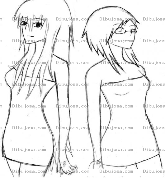 Dibujo para colorear Mujeres En Vestido Corto Para Colorear Y Pintar