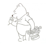 Dibujo para colorear Colorear a Guini pu oliendo una flor