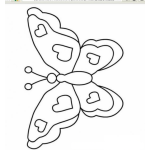 Dibujo para colorear mariposa con corazones para pintar