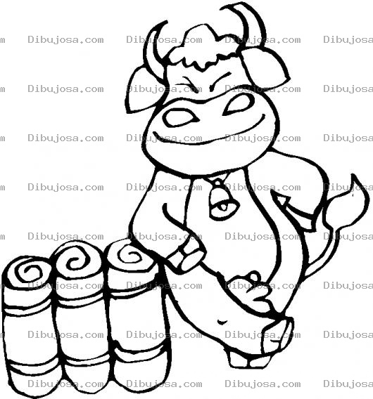 Dibujo para colorear Colorear Vaca Con Tres Sleepings