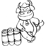 Dibujo para colorear Colorear Vaca Con Tres Sleepings