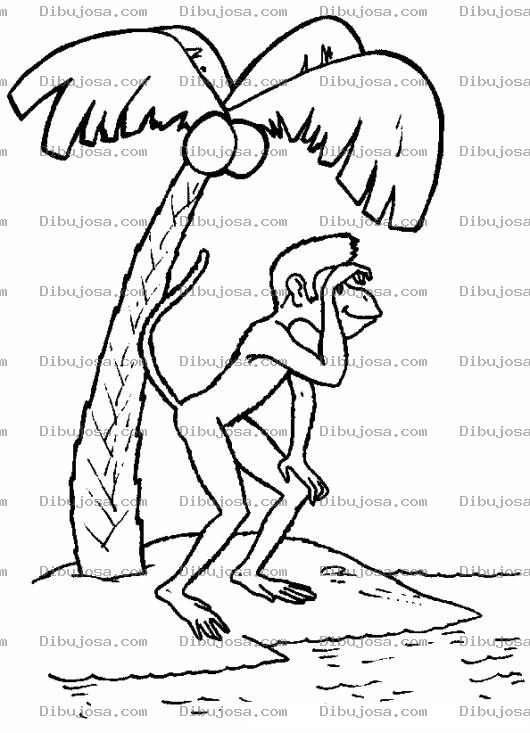 Dibujo para colorear Colorear Mono Perdido En Una Isla