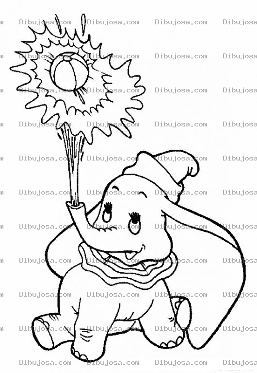 Dibujo para colorear Colorear A Dumbo Jugando Con Una Pelota