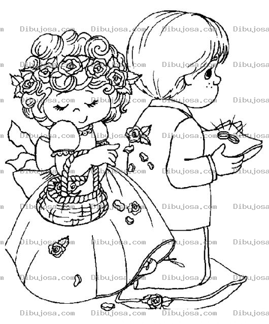 Dibujo para colorear Dibujo De Precious Momments De Una Boda