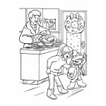 Dibujo para colorear Colorear A Papa Cocinando Panqueques Para Navidad