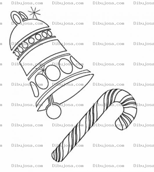 Dibujo para colorear Colorear Campana Y Dulce De Baston De Navidad