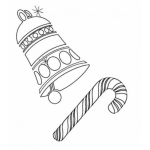Dibujo para colorear Colorear Campana Y Dulce De Baston De Navidad