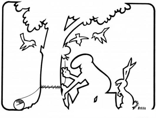 DIBUJO DE REFORESTACION PARA PINTAR Y COLOREAR A UN HOMBRE REPARANDO UN ARBOL  TALADO | DIBUJOS PARA PINTAR | Dibujos para Colorear | DibujosA.com