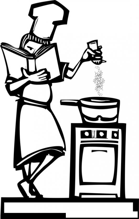 Dibujo De Mujer Cocinando Con Un Libro De Recetas Para Pintar Y ...
