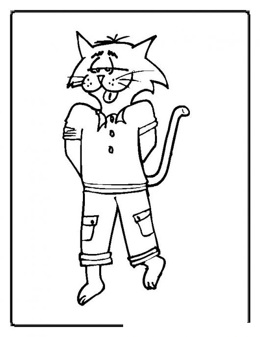 Colorear Gato Con Camisa Y Pantalon Colorear Gatos Dibujo Para Pintar Y Colorear De Un Gato Con Camisa Y Pantalon Dibujosa Com