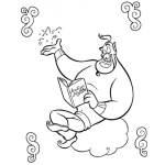 Dibujo para colorear Colorear Al Genio De Aladino Leyendo El Libro De Las Noches Arabes