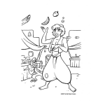 Dibujo para colorear Colorear A Aladdin Haciendo Malabares Con Frutas