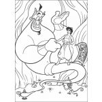 Dibujo para colorear Colorear A Aladino Dandole La Mano Al Genio De La Lampara Maravillosa