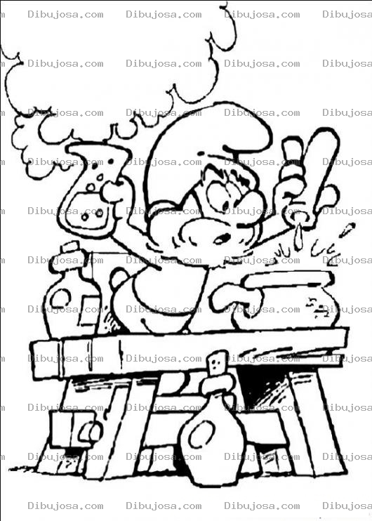 Dibujo para colorear Colorear Papa Pitufo con posimas