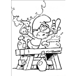 Dibujo para colorear Colorear Papa Pitufo con posimas